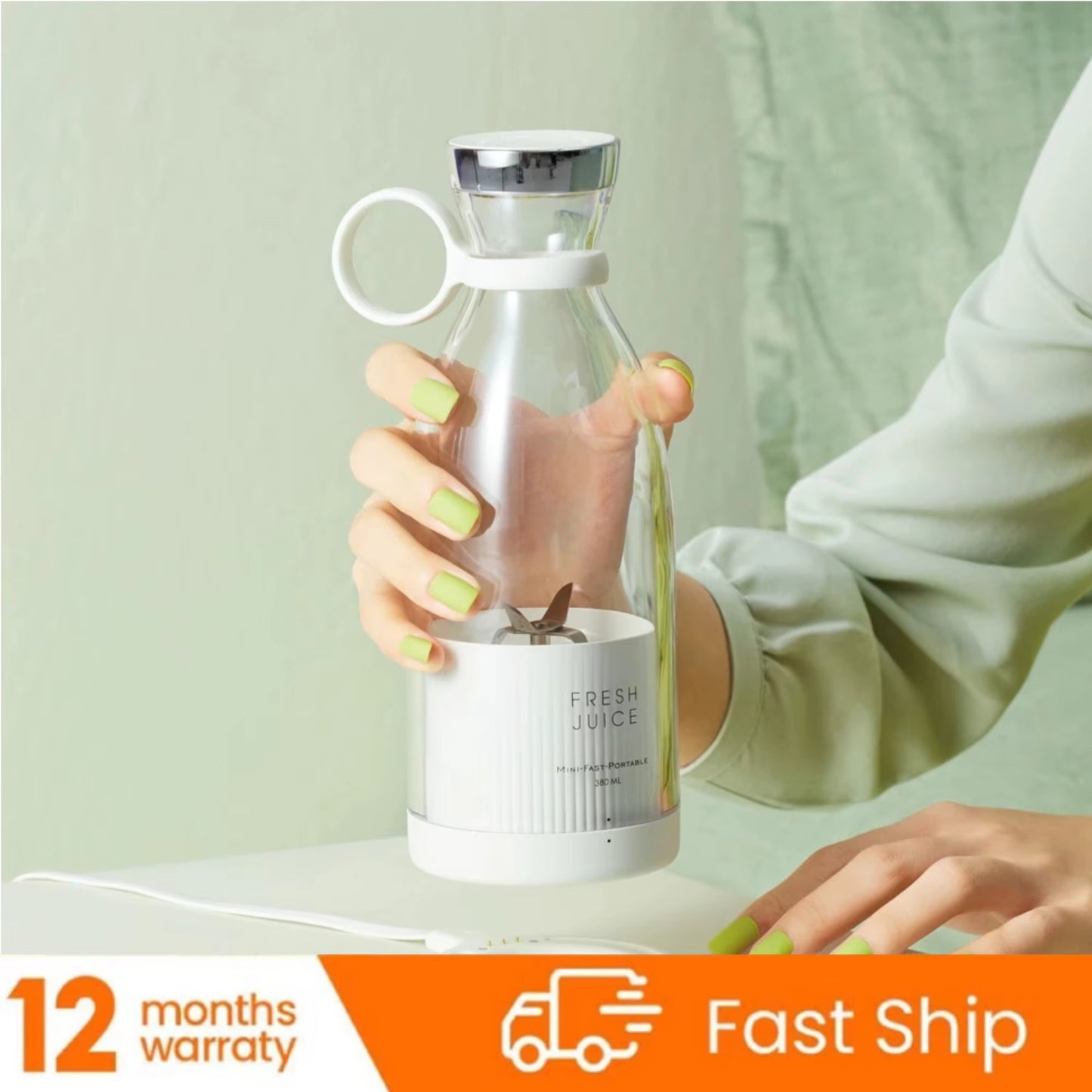 Portable Rechargeable Juicer Blender Wireless Mixer Fresh Juice 350Ml with Charger